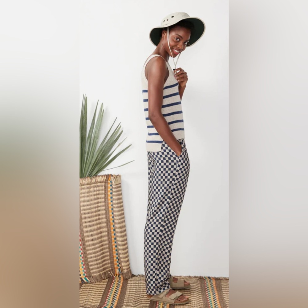 Kule Suki Checkerboard Pants in Navy and Beige